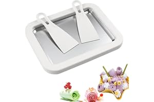 ANICY Machine à Glaçons et à Rouler la Crème Glacée - Avec 2 Spatules - Plaque de Rouleau pour Faire Soi-même du Yaourt Glacé