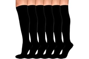 Evolyline 6 Pairs Compression Socks for Women & Men, Medical Compression Stockings Knee High for Nurses Running Flying Pregnancy Flight Travel Sports, Fit for Varicose Veins Swollen Ankles 15-20mmHg