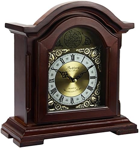 Bedford Clock Collection Redwood Mantel Clock with Chimes