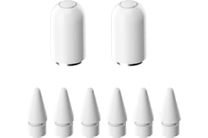 Rpanle 6 Pezzi Punte Tips per Apple Pencil 1/2 Generazione, 2 Pezzi Tappo Magnetico per Apple Pencil, Alta Sensibilità Punte