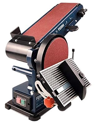 Ferm Ponceuse Stationnaire - 350W - 150mm - avec 2 Bandes abrasives (P80 et P120) et 2 disques abrasifs (P80 et P120)