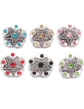 Soleebee Legierung Click Button fit 5.5mm-Knopfloch Schmuck Charms Set 6 Stück - Fünfeckiger Stern