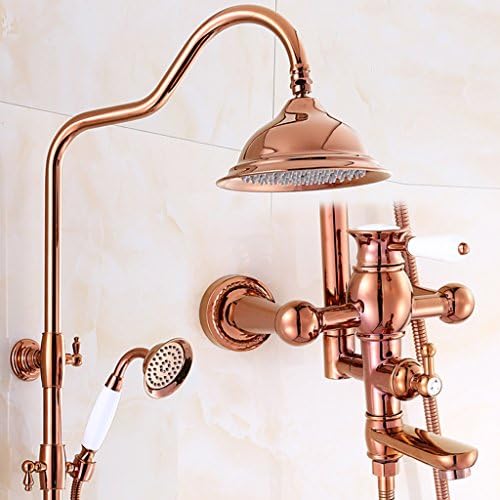 Cqq Bathroom shower Rose gold all-copper shower shower set Bath spigot Shower shower suits Leading suit Take a shower device ( Design : A )