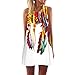 Produktbild TEBAISE Damen Ärmellos 3D Blumendrucken Sommerkleid Beachwear Strandmode Kleider Kurz Rundhals Minikleid im Ethno-Style Tunika Freizeitkleid A Linien Hemdkleid Blusekleid Karneval Rockabilly Knielang