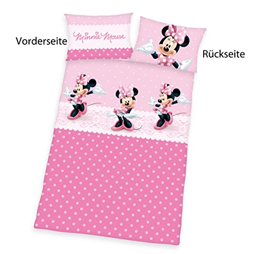 Herding 2478029063412 Bettwäsche Disney’s Minnie Mouse, Kopfkissenbezug, 40 x 60 cm und Bettbezug, 100 x 135 cm, renforce - 2