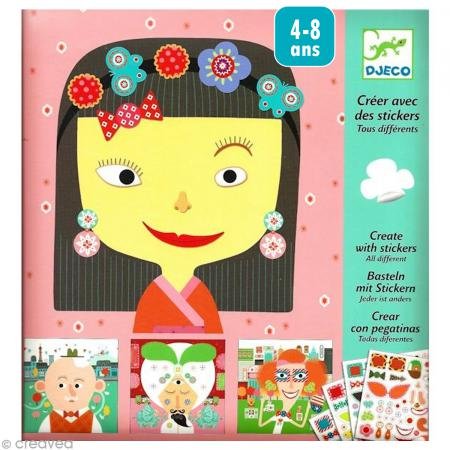 Djeco Stickerbild, Jeder ist anders - Gesichter