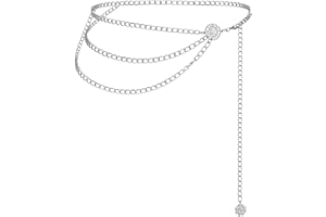 FATASH Chain Belts For Women's Retro Adjustable Thin Metal Waist Chain Belts for Dress | Belt With Multiple Layers Of Metal for Women | Dress Long Waist Belts Women's Wide Belt for Belly Body Costume