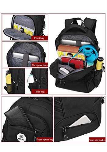 Herren Damen schlank Laptop Rucksack 15 6 Zoll Business Rucksack leichte wasserdicht Schulter Notebook Rucksack mit USB-Port  schwarz 