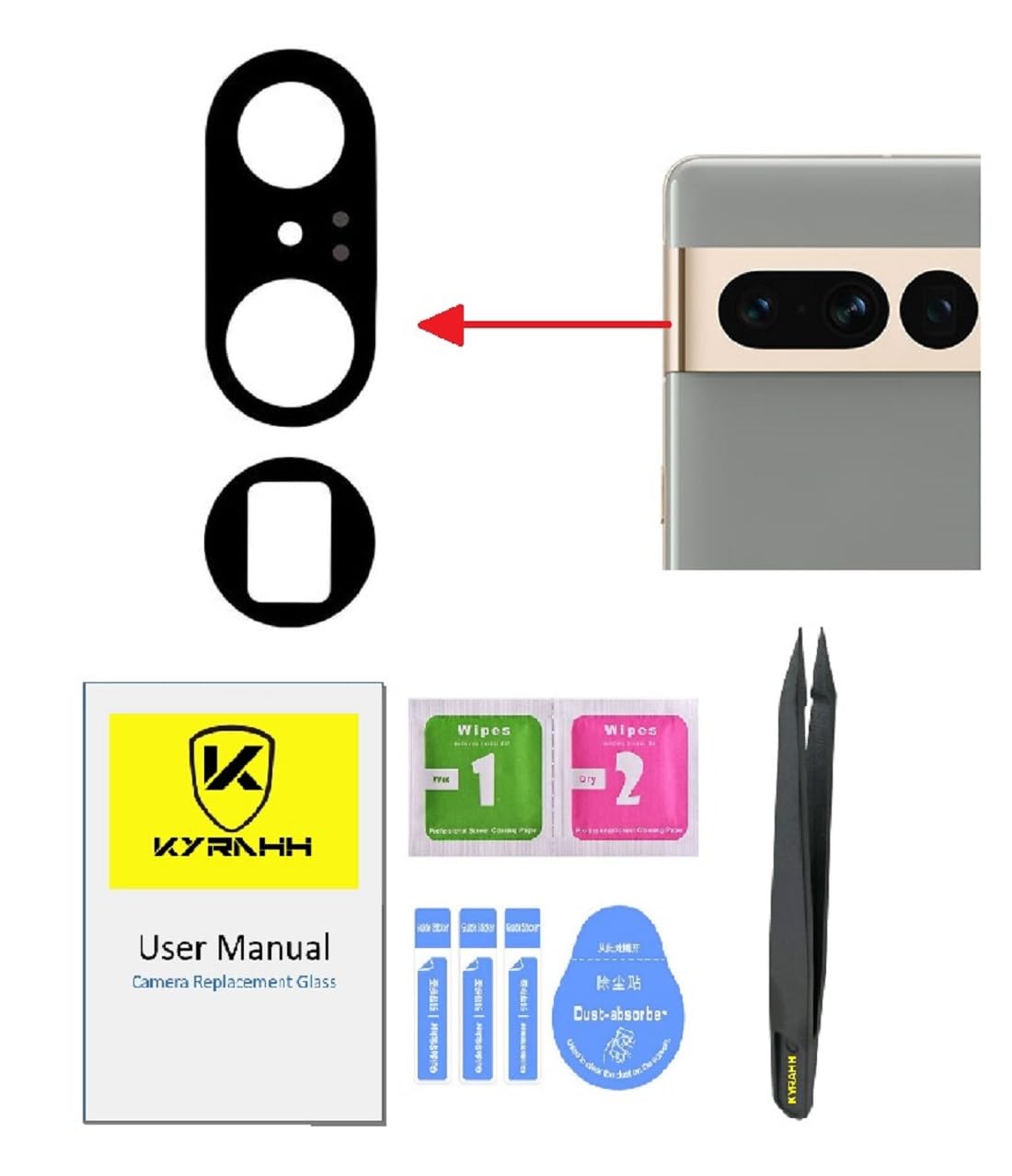 KYRAHH Mobile Back Rear Camera Glass Lens Replacement Spare Part Compatible for Google Pixel Phone (Pixel 7 Pro)