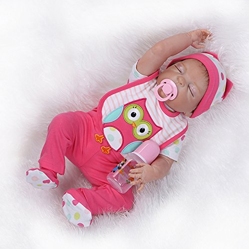 NPKDOLL Reborn Baby Doll Hard Silicone Vinyl 22inch 55cm Magnetic Mouth Lifelike Waterproof Boy Girl Toy Red Animal Eyes Close A1UK