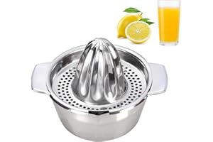 MRTWDK Zitruspresse Zitronenpresse Edelstahl mit Behälter 400ml, Manuelle Saftpresse für Zitronen Orange und Zitrusfrüchte, Stark Robust, Spülmaschinengeeignet
