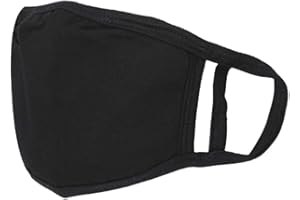 WEDDECOR Kids 2 Ply Face Mask Washable Reusable Face Covering for Children, Cotton Face Mask Breathable Safety Mask Protection from Pollution, Black, 14cm x 10cm, 10pcs