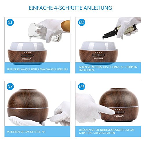 Aroma Diffuser HODGSON 300ml Utraschall Luftbefeuchter Holzmaserung Öl Diffusor mit 7 Fraben LED für Beauty-Salon, SPA, Yoga, Schlafzimmer, Wohnzimmer, Konferenzraum - 6