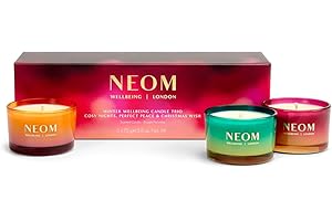 NEOM- Winter Wellbeing Candle Trio Gift Set I 3 x 75gram Candles I 100% Natural Fragrance I Cosy Nights, Christmas Wish & Perfect Peace Candles