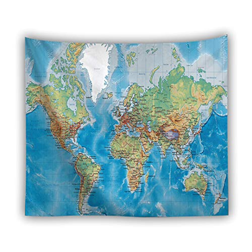 AKUKA Tapestry Wall Hanging, World Map Geography Ocean Current Educational Wall Blanket Art Dorm Shawl Beach Towel Throw Decor,Bedspread Bedroom Living for Bedroom Living Room Dorm