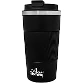 Any Morning 500ml Stainless Steel Thermos Mug with Anti-Slip Silicone Ring, Leak Proof, Black BA21549