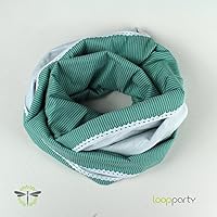 Loop-Schal Damen, mint grün & Borten aus Klöppelspitze HANDMADE