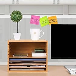 Homfa Valisette Porte-Documents Organiseur de Bureau Réglable en Bambou 36×25×26cm