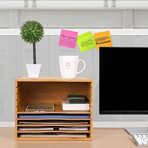 Homfa Valisette Porte-Documents Organiseur de Bureau Réglable en Bambou 36×25×26cm
