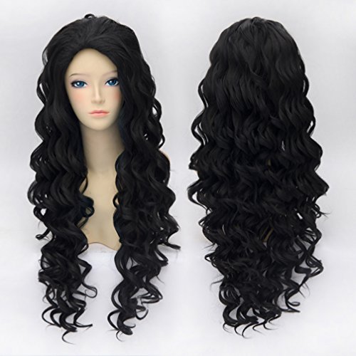 80cm Long Spiral Curly Black Lolita Fashion Party Stylish Cosplay Wig + Wig Cap