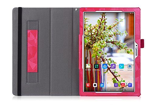 ISIN Tablet Fall Serie Premium PU-Leder Schutzhülle für Lenovo Tab 2 A10, Tab3 10 Plus und Tab3 10 Business 10.1 Zoll Tablet Velcro Handschlaufe und Umhängeband (Schwarz) - 2