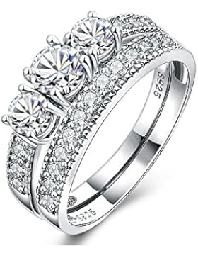 2 Ring Alliance Weissen Kristall Swarovski Elements Weiß - Blue Pearls -