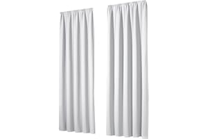 heimtexland Tende oscuranti termiche, set da 2 pezzi, con nastro arricciato, isolante, protezione dal freddo, protezione solare, isolamento acustico, tipo 139, colore grigio/bianco, altezza 145 x 135