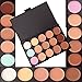 LyDia® 15 Colours Cream Concealer/Highlight/Face Contour Camouflage Palette Dull/Redness Skin/Black Circle kit set + LyDia® Red Hot Pink-1049 Flat Angled Makeup Brush