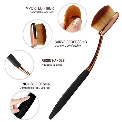 Oshide Make Up Pinsel Oval Zahnbürsten Bürste Face Puder Foundation Schmink Pinsel- Rose Gold - 4