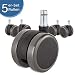Produktbild hjh OFFICE 619010 5X Hartbodenrollen für Bürostuhl ROLO Stift 11 mm/Rolle 65 mm Drehstuhl Rollen für Hartböden mit leichtgängiger weicher Lauffläche