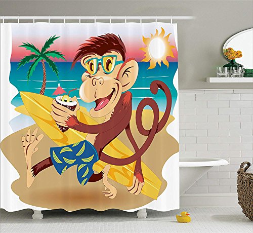 BUZRL Shabby Chic Decor Shower Curtain, Pink Roses with Grey Leaves Bedding Plants Spring Blossoms, Fabric Bathroom Decor Set with Hooks, 60W X 72L Inche Long, Light Pink White Grey