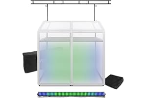 VONYX DB3 Mobile DJ Booth Stand, Portable DJ Booth with Lighting Bar, LED Strip and Black & White Lycra Covers for Events, Parties and Performances