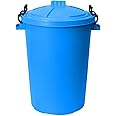 M1SS 50 Litre Heavy Duty Plastic Clip Lock Lid Bin Indoor or Outdoor Rubbish, Waste or Storage of Animal Feed. (Sky Blue)