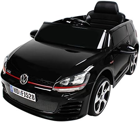 Licensed Volkswagen Golf GTI 12v Twin Motors Electric Ride on Car with Parental Remote Control, Opening Doors, VW GOLF GTI JEEP (BLACK)