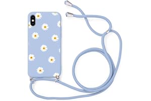 Yoedge Handykette Handyhülle für iPhone X/iPhone XS Hülle mit Band 5,8", Blumen Muster Design Aesthetic Schutzhülle mit Kordel zum Umhängen TPU Silikon Stoßfest Handytasche Kette Cover,Gänseblümchen