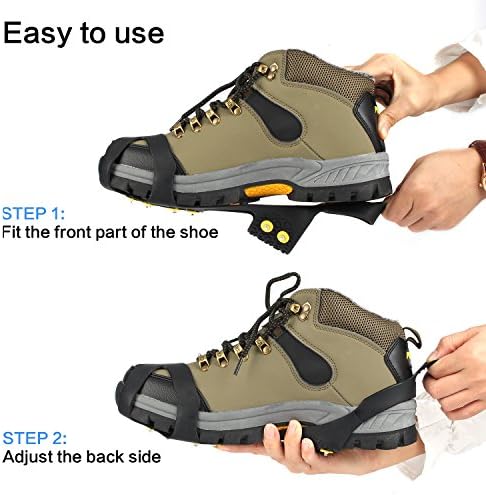 VICWARM Ice Cleats Traction Anti Slip Over shoes/Boot 10 Studs Snow Ice Grips Crampons Cleats Spikes