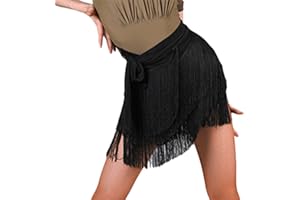 SEAUR Gonna da danza latina tango danza del ventre, con frange, gonna rumba cha cha samba