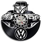 EVEVO VW Volkswagen Wanduhr Vinyl Schallplatte Retro-Uhr groß Uhren Style Raum Home Dekorationen Tolles Geschenk Wanduhr VW Volkswagen