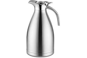 LANTING Caraffa Termica,thermos 2 litri,in Acciaio Inox 304 brocca/Thermos a Doppia Parete, isolata sotto Vuoto,per tè o caffè, chiusura a pressione, mantiene le bevande fredde e calde per 24 ore.