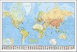 poster flache erde Maßstab: 1 : 46 900 000 Close Up Weltkarte Die Welt - deutsch - aktueller Stand, mit Flaggen, 91,5 x 61 cm