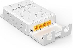 YuanLey Extender PoE Gigabit Extérieur 1 en 3 Sorties, 802.3af/at 4 Port PoE Repeater IP66 Waterproof, Vlan, Prolonge de 100m la Transmission de l'énergie et des Données, Montage Mural Plug and Play