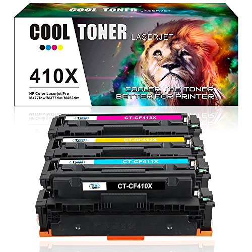 Cool Toner kompatibel toner fuer 410X CF410X CF411X CF412X CF413X XL fuer HP LaserJet Pro MFP M477 M477fdw M477fdn M477fnw M377dw,HP LaserJet Pro MFP M452 M452dw M452nw M452dn ,4 Pack,Schwarz 6.500 Seiten, Color je 5.000 Seiten