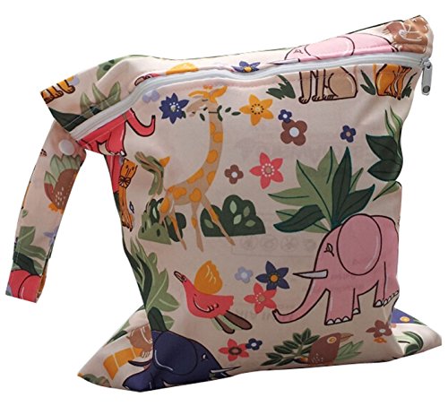 KingWinX Baby Waterproof Reusable Cloth Diaper Bag, Pattern Beige Animal