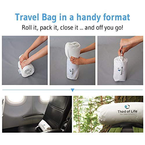Nackenhörnchen ANDAR | Orthopädisches & ergonomisches Reisekissen | Viscoelastischer Schaum | Thermoregulierender Bezug | Kopfkissen/Nackenkissen für Reisen im Auto, Flugzeug, Zug | 30x26x13/10 cm - 6