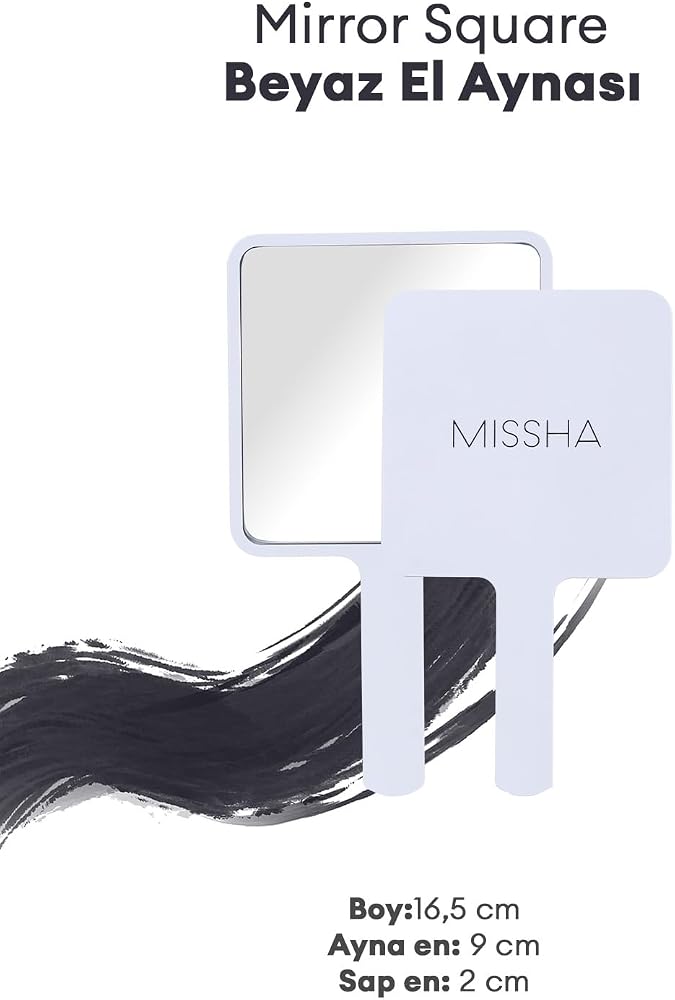 MISSHA Şık Tasarımlı Beyaz El Aynası Mirror Square (White)