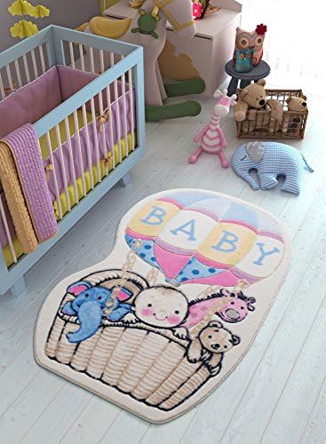 Kids Baby Nursery Room Rug Carpet Mat Baby Aviation Zoo Balloon Baby Giraffe Bear Animal Pet Basket Sky Air Fly Blue Pink White Red Anti Slip Non Slip Antibacterial Washable 100x150cm 770CNF8910NF