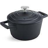 MasterClass Casserole Dish with Lid 16 cm, Lightweight Cast Aluminium, Induction Hob and Oven Safe, Black