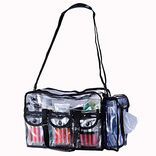 MUA LIMITED Make-up Tasche, Visagisten Kosmetiktasche mit Seitentaschen, Schulterriemen und Ergonomischem Griff. ON THE GO Serie, Durchsichtig/Schwarzer Trimm - 5