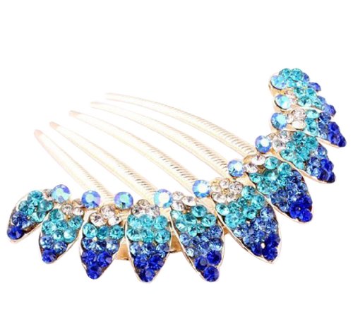 niceeshop(TM) Schön Modern Schmuck Blatt Kristall Haarspangen Haar Clips, Blau