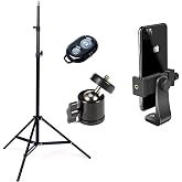 Coverzone Telefon Tripod Tutucu Başlık + 90&deg; Y&ouml;nlendirme Aparatı + Kumanda 360 Derece D&ouml;nebilen Başlık T&uuml;m Tripodlara Uyumlu 